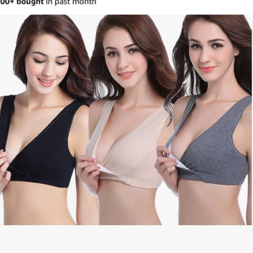 CAKYE 3 Pack Maternity Nursing Sleep Bra Breastfeeding Cotton Bralette