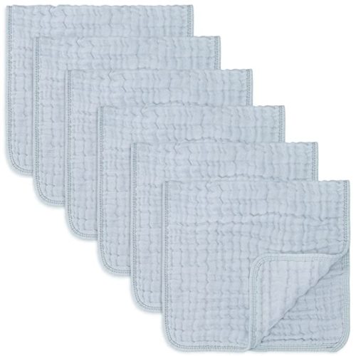 Comfy Cubs Muslin Burp Cloths Large 100% Cotton Hand Washcloths for Babies, Baby Essentials 6 Layers Extra Absorbent and Soft Boys & Girls Baby Rags for Newborn Registry (Slate, 6-Pack, 20" X10") - 6-Pack 20"X10"