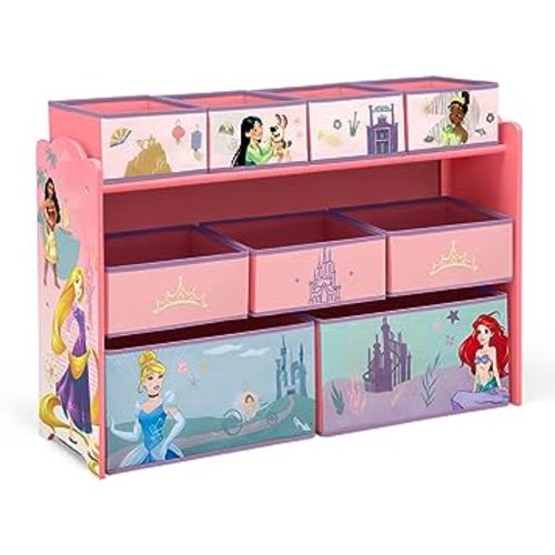 Delta Children Disney Princess Deluxe - Organizador de juguetes para diseño y almacenamiento de 9 contenedores, certificado Greenguard Gold