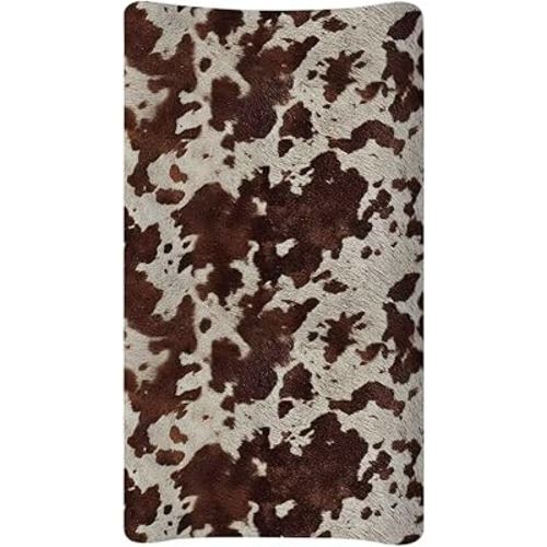 Brown Wild Cow Print Changing Pad Cover Baby Nursery Diaper Changing Pad Sheets Soft Breathable Wipeable Diaper Pad Covers for Changing Table 32"x16"