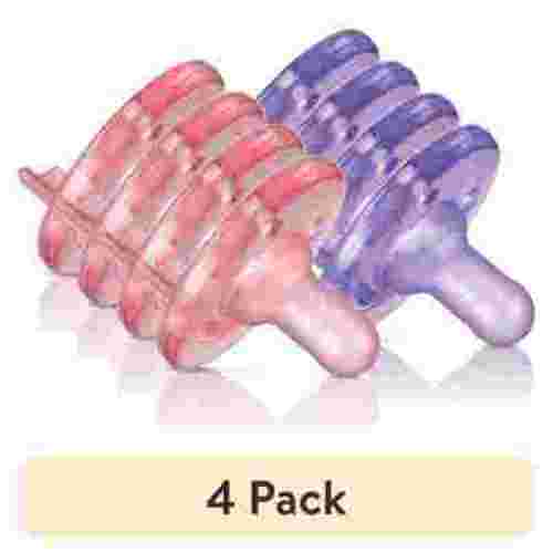(4 pack) Philips Avent Soothie Pacifier, 0-3 Months, Pink/Purple, 2 Pack, SCF190/02