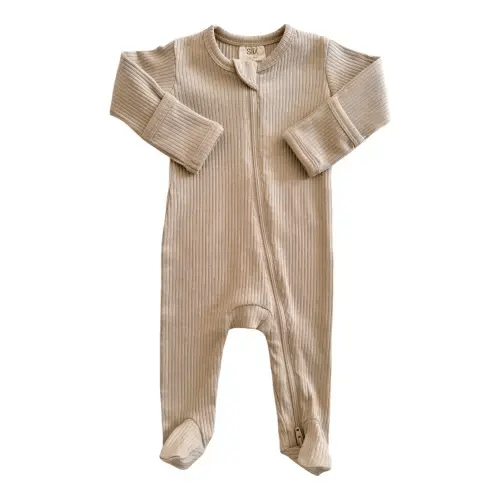 Desert Tan / Organic Ribbed Zip Footie – SpearmintLOVE