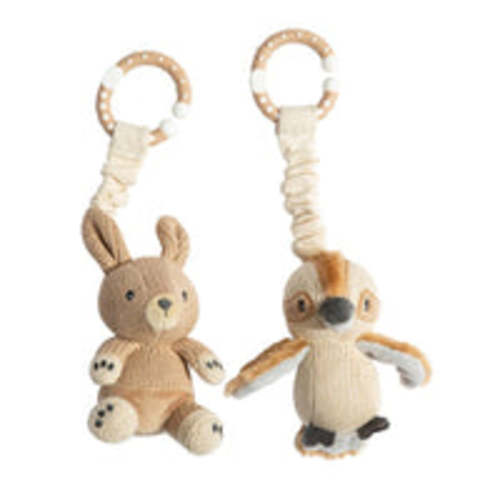 Living Textiles Australiana Stroller Toys 2pk Kookaburra & Kangaroo