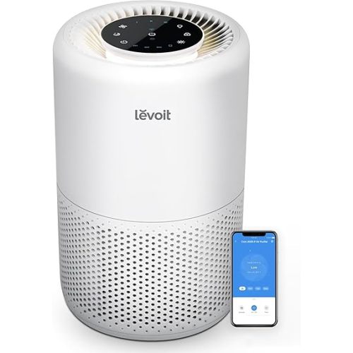 LEVOIT Air Purifier for Home Bedroom Dorm Room, Smart WiFi Alexa Control, AHAM VERIFIDE, 3-in-1 Filter with HEPA Sleep Mode for Allergens, Pollutants, Smoke, Dust, Core 200S-P, White