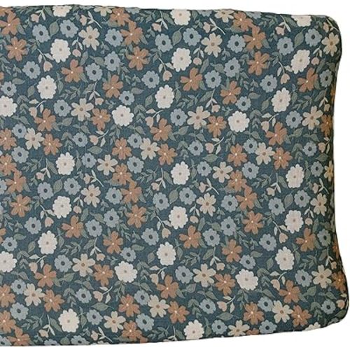Mebie Baby Changing Pad, Midnight Floral, 100% Muslin Cotton Changing Table Pad Cover for Baby Boy and Girl, Designer Nursery Decor Covers, Diaper Changing Pad Cover for Changing Station