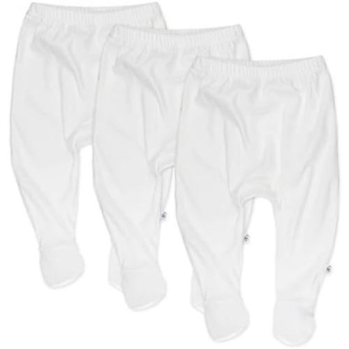 HonestBaby 3-Pack Footed Pants Roomy Fit Pull on Bottoms 100% Organic Cotton for Infant Baby Boys, Girls, Unisex