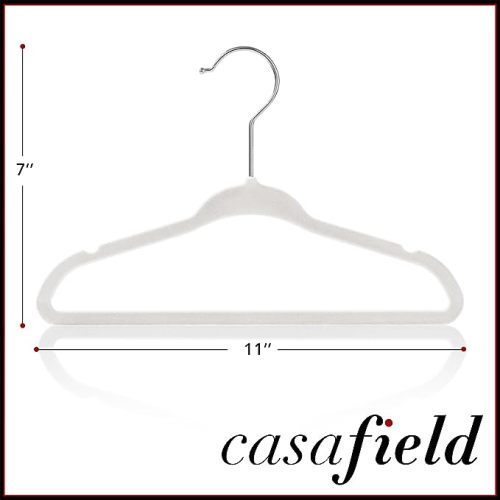 Casafield 50 Velvet Baby Hangers - 11" Size for Infant & Toddler Clothes - Ivory