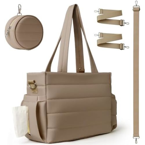 Large Diaper Bag Tote for Women, Crossbody Mommy Bag with Waterproof Bult-in Removable Diaper Bag, Hospital Travel Organizer
