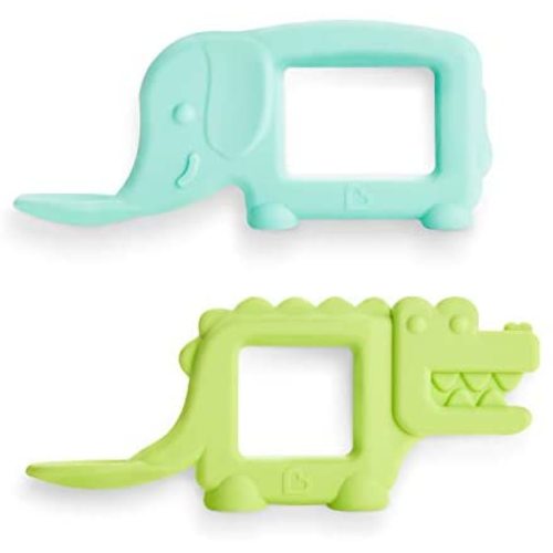 Munchkin The Baby Toon Silicone Teether Spoon, 2 Pack, Elephant/Alligator (As Seen On Shark Tank)
