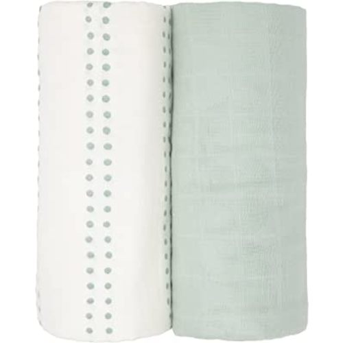Sticky Toffee Muslin Swaddle Blankets for Baby Girl or Boy, Soft and Breathable Oeko-Tex Cotton Muslin Baby Blanket, Newborn Swaddling Wrap, Receiving Blanket, 47 in x 47 in, Mint Green Dots