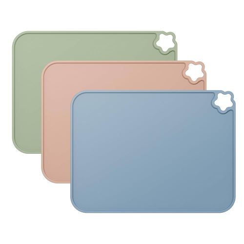 Cutebe Silicone Placemat for Toddles Kids Non-Slip Reusable Portable Kids Placemats for Dinning Table Heat Resistant Placemats, Baby Placemat Stain Resistant Silicone Mat for Dining Table 3 Pack