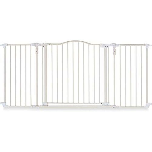 Toddleroo by North States 72” wide Deluxe Décor Baby Gate: Sturdy safety gate with one hand operation. Extra wide baby gate. Hardware Mount. Fits 38.3 - 72” Wide. (30" Tall, Warm White)