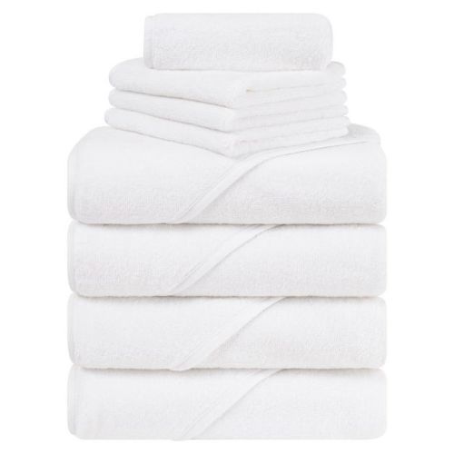 American Soft Linen 100% Cotton Soft Fluffy Hooded Baby Bath Towel Set 8 Piece - Pink