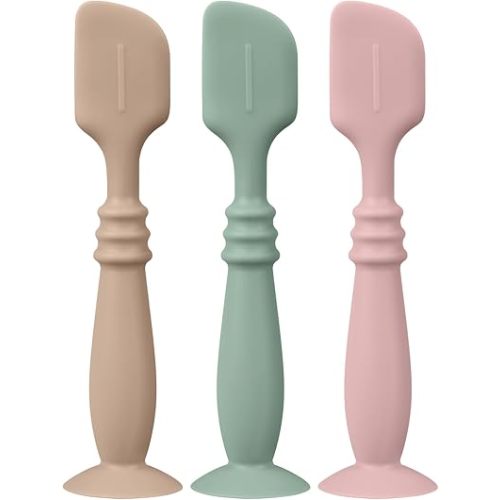 3 Packs Silicone Diaper Cream Applicator with Suction Base, Diaper Cream Spatula Applicator for Babies, Soft Silicone Diaper Cream Brush (Blush/Sage/Natural)