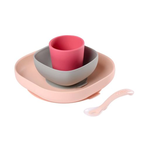 4-Piece Silicone Dinner Set pink | BEABA | USA