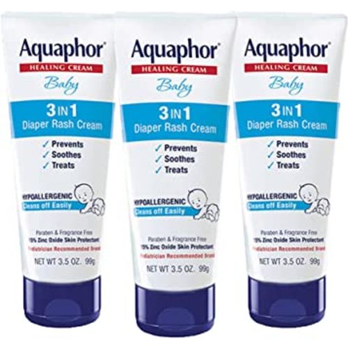 Aquaphor Baby Diaper Rash Cream, 3-in-1 Diaper Rash Relief, 3.5 Oz Tube, Pack of 3