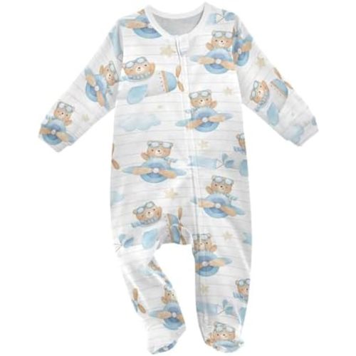 Dussdil Baby One-Piece Footies Newborn Rompers Pajamas Cotton Footed Pjs for Sleep Play Boys Girls