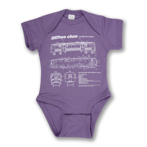 Chicago El Train Blueprint Schematic Infant Bodysuit - Lavender