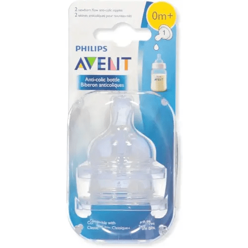 Philips AVENT Anti-Colic Nipple, Clear, Newborn (Pack of 2) (SCF421/27)
