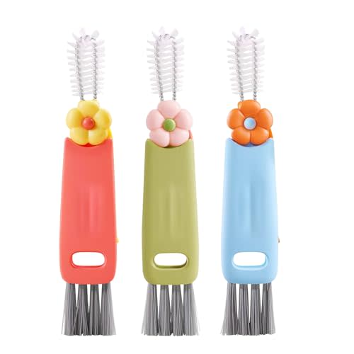 Upgraded 3 in 1 Cup Lid Cleaning Brush, 2024 New Multifunctional Lid Cleaner Brush, Portable Crevice Cleaning Brush Set for Baby Bottle Gap Tight Spaces