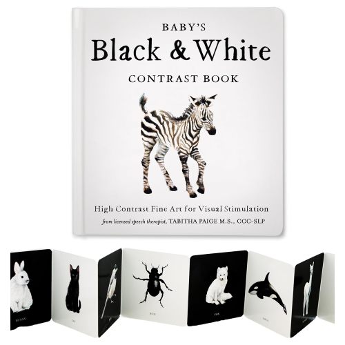 Baby's Black and White Contrast Book: High-Contrast Art for Visual Stimulation at Tummy Time (Tabitha Paige Children's Book Series)
