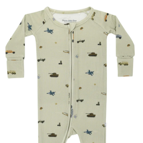 Military Small Ribbed Zip Romper