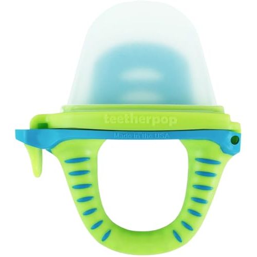 Teetherpop Fillable Silicone Teether for Babies – Breastmilk Popsicle Molds for Teething with Spill-Proof Sippy Slits – Freezable Baby Teethers for Liquids & Purées - Cooling Teething Relief LimonTeal