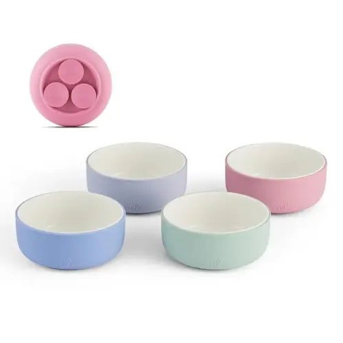 Elk and Friends Kids Porcelain Bowls with Silicone Suction Sleeve | Kids/Toddler/Baby Feeding | Microwave & Dishwasher Safe | Non slip | Cereal/Soup/Snack Dishes & Dinnerware