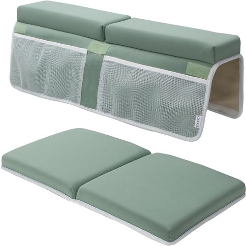 Baby Bath Kneeler and Elbow Rest Pad Set - Thickest Bathtub Kneeler Pad with Memory Foam and Bath Toys Organizer - Ideal Bath Kneeling Pad for Bathing Baby - Relieve your Knees and Elbows (Green) - Standard