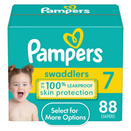 Pampers Swaddlers Active Baby Diaper, Size 7, 88 Count, Dry and Leak-Proof