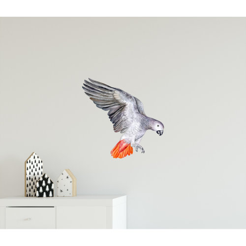 African Grey Parrot Wall Decal Safari Animal Bird Red Tailed Jaco Wall Sticker Removable Fabric Nursery Room Decor