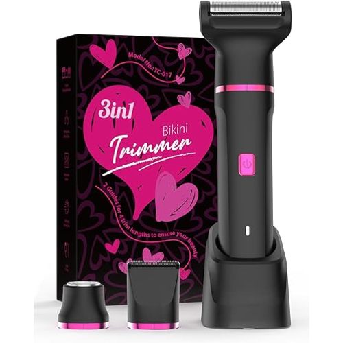 Bikini Trimmer for Women - Waterproof Wet & Dry Electric Foil Shaver for Private Area, Rechargeable Dock, Painless Smooth Shaving & Trimming of The Body, Face, Underarm, Legs, Tiktok Trend Items