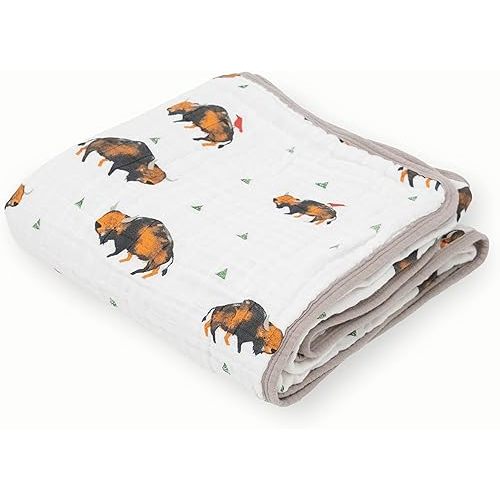 Little Unicorn – Bison Cotton Muslin Quilt Blanket | 100% Cotton | Super Soft | Babies and Toddlers | Large 47” x 47” | Machine Washable