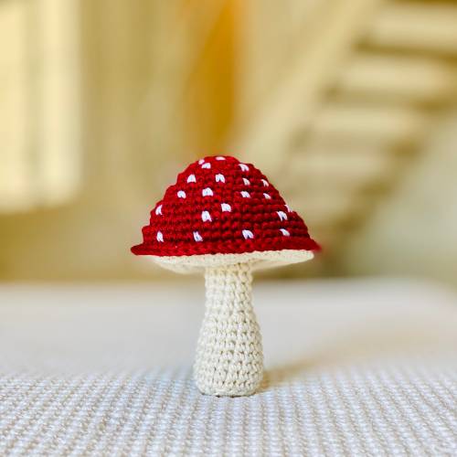 Crochet Toadstool Rattle  - Handmade Baby Gift