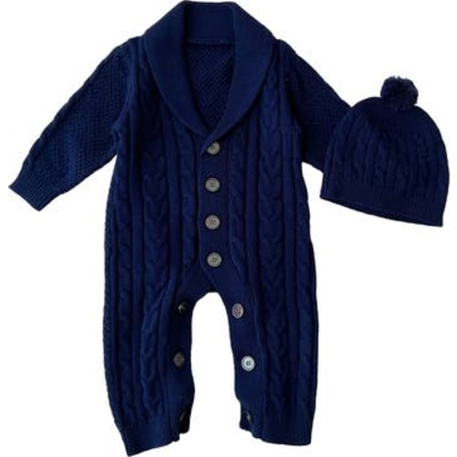 Rio Knit Cotton Romper & Pom Beanie Set, 6-9 M