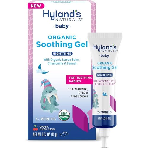 Hyland's Baby Organic Night Oral Soothing Gel, with Chamomile, Calendula, and Fennel, Cooling Gel for Oral Discomfort, Easy-to-Apply, Ages 2 Months and Up, 0.53 Ounce