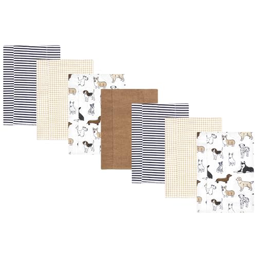 Hudson Baby Unisex Baby Flannel Burp Cloth 7pk, Handsome Dogs, One Size