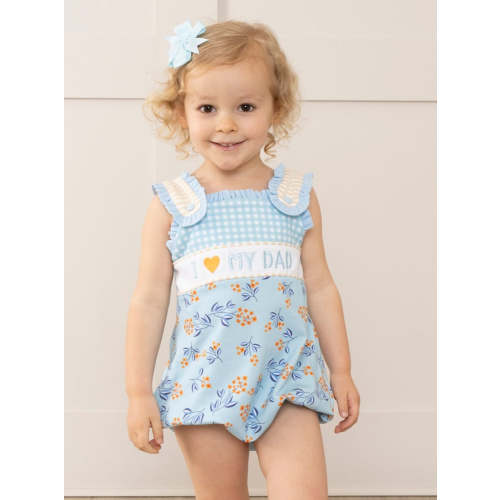 0-3 months Blue Floral Dad Love Ruffle Bubble