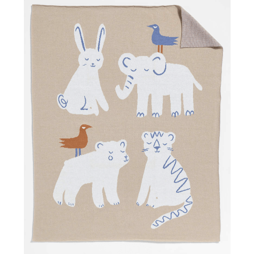 Heirloom Animal Printed Organic Cotton Baby Stroller Blanket