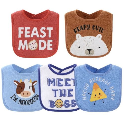 The Peanutshell Terry Baby Bib Set for Boys, 10-Pack, Feeding, Teething, Drooling, Oh Boy!