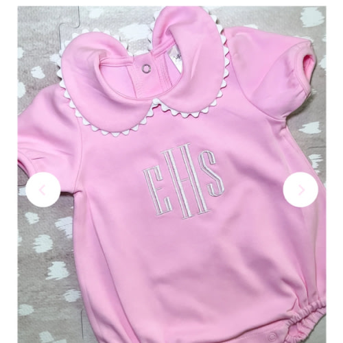 Short Sleeved Scalloped Collared Bubbles- Pink