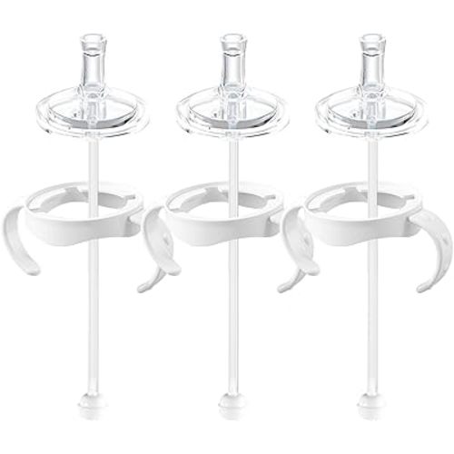 Sippy Cup Conversion Kit for Philips Avent Natural Baby Bottles, Soft Straw top and Weighted Sippy Cup Transition Kit with Handles for Kids, Pack of 3