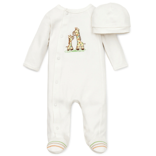 Little Me | Giraffe Footed One-Piece & Hat, 3 month