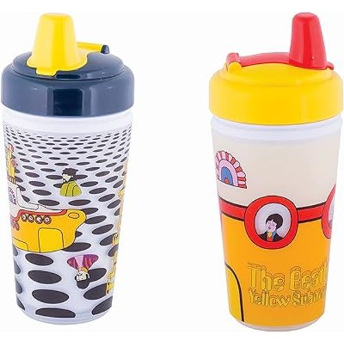 daphyls The Beatles Yellow Sub BPA FREE, 10 Fluid Ounce Capacity Sippy Cups 2 Pack