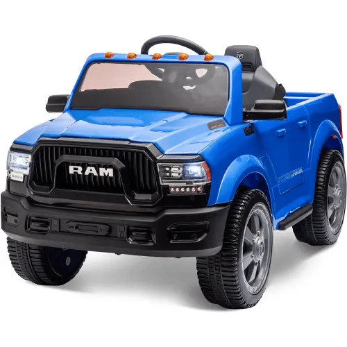 Licensed Dodge Ram 2500 Ride-On Vehicle, 12V Electric Truck for Kids w/Remote Control, LED Lights, 7Ah Big Battery, MP3 Music & Back Storage, Ideal Boys Girls Kids Electric Ride On Car (Blue)