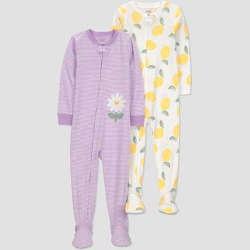 Carter's Just One You® Baby Girls' 2pk Lemons/Daisy Pajama Set - Yellow/Purple 12M