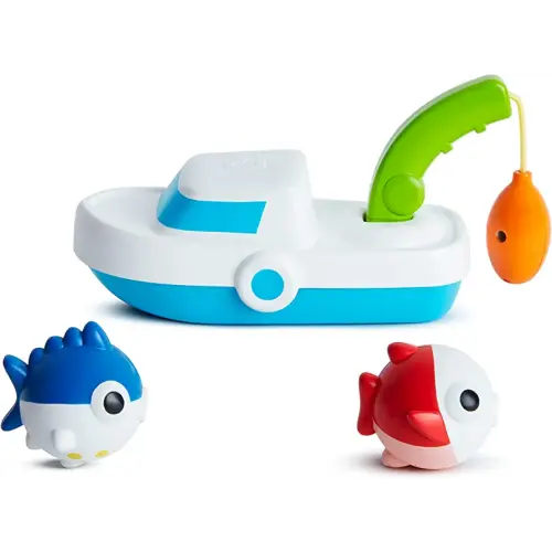 Munchkin® Deep Sea Fishin'™ Toddler Bath Toy and Game with Magnetic Fish, Boat, and Rod