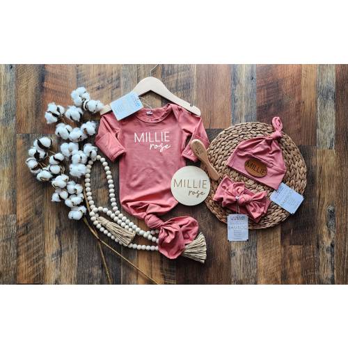 Deluxe CORAL Bamboo Baby knotted gowns | Maternity Nursing Hospital Robe | Soft Bamboo baby take home newborn boy girl gown Baby Shower Gift