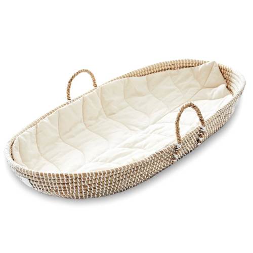 Premium Baby Changing Basket For Baby - Handmade Organic Seagrass Changing Basket - Trendy Baby Changing Pad  - Changing Table Basket