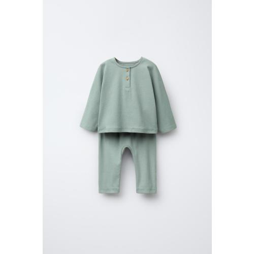 HENLEY T-SHIRT AND JOGGERS SET - Light green | ZARA United States